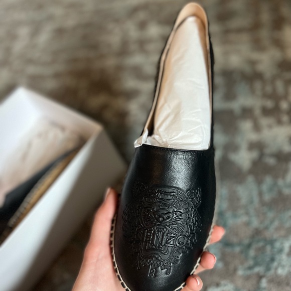 KENZO Black Leather Espadrille SIZE 9 - Picture 3 of 5